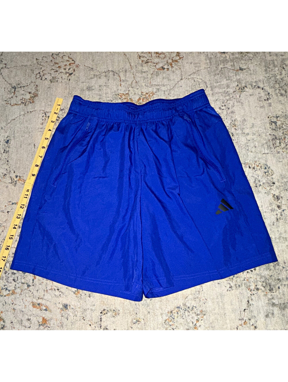 adidas Men's Blue Knit Athletic Shorts M Drawstring Pockets Elastic Waist A249